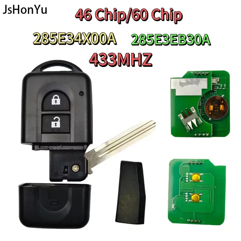 

JsHonYu 285E3EB30A 285E34X00A 433MHz ID46 4D60 Chip Smart Remote Key for Nissan X-Trail Qashqai Juke Pathfinder Micra Fob