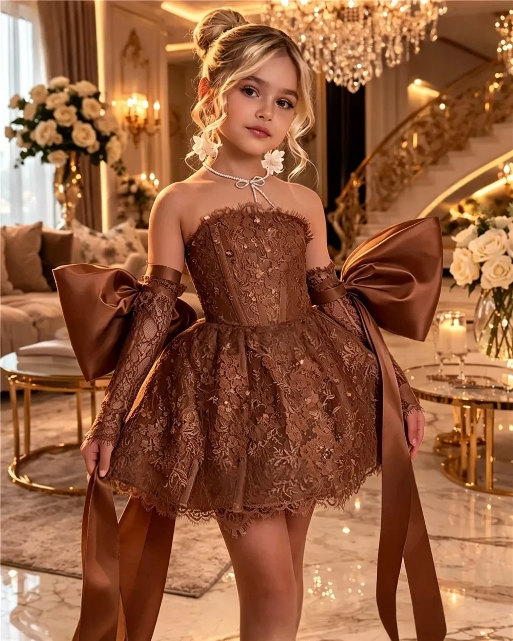 custom-luxury-flower-girl-dress-wedding-birthday-party-pageant-catwalk-halter-short-lace-big-bow-kids-formal-gown-فساتين-اطفال