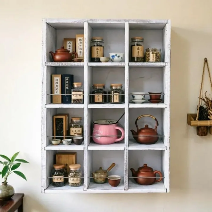 

Coffee Mug Display Rack Wooden Display Shelves Cup Her Teacup Display case Wood Hanging Shadow Box Shot Glasses Display Case wi