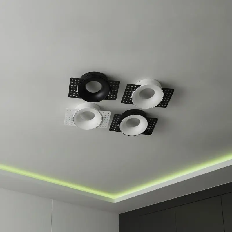 Frameless Recessed LED Ceiling Downlight Fitting GU10 MR16 Bulb Holder Round Spot Light Adjustable Frame