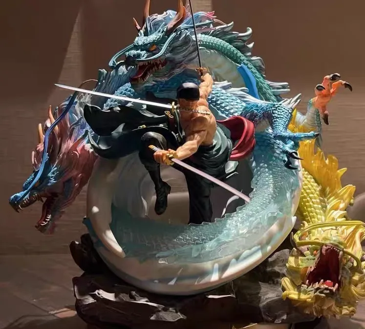 

24cm One Piece Gk And Land Of Three Dragons Zoro Three Blade Flow Super Large Action Figure Statue Ornaments Statues Desktop