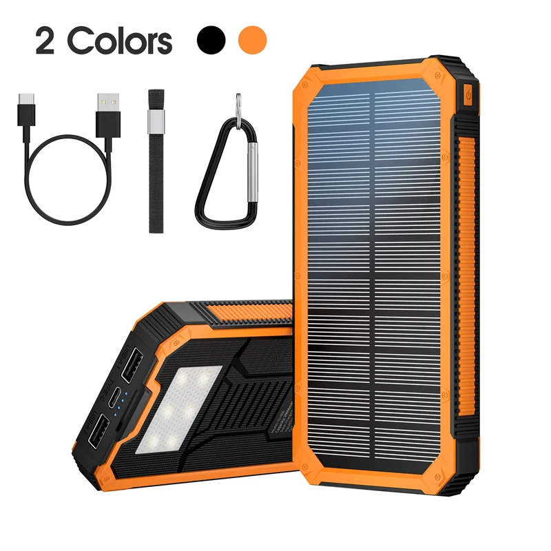 

Solar Power Bank 20000mAh with LED SOS Light Portable Charger Powerbank for iPhone Samsung Huawei Xiaomi External Spare Battery