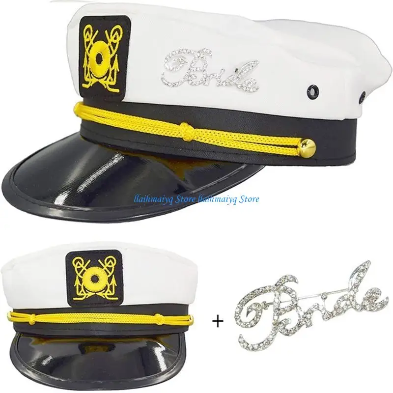 573B Junggesellenabschied-Dekorationsset, Schärpe, weißer Schleier und Kapitän-Yacht-Hut-Set