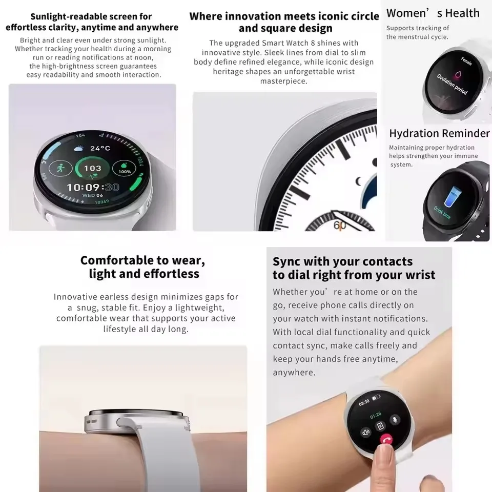New Smart Watch GPS Track Smart Watches For Men Women Sport Heart Rate Bluetooth Call  IP68 Waterproof Compass Smartwatch 8 Mini