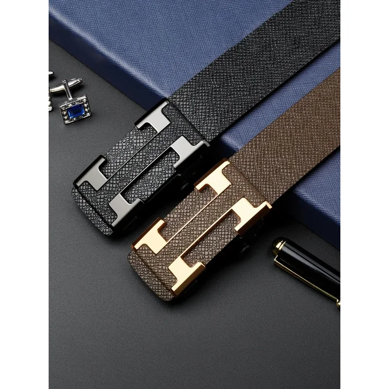 2025 NUOVE cinture con fibbia automatica, cinture non porose abbottonate, cinture da lavoro, cinture alla moda per giovani e di mezza età.