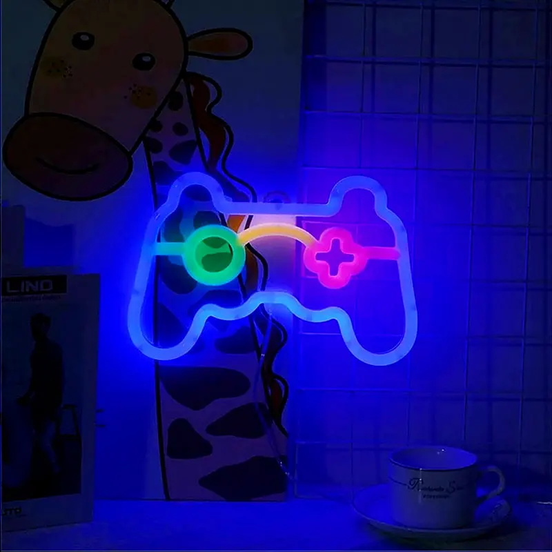 Game Pad Neon Signs LED Night Light,USB/Battery Powered atmosphere Lighting,for Birthday,Living Room,Garden,E-sports Room, Decor