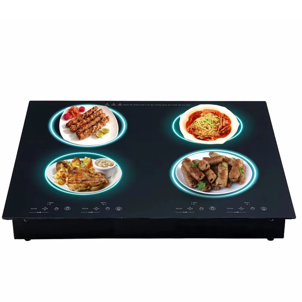 Commercial 6000W High-Power 4 Burner Induction Cooker Built-in Glass Kitchen Appliance ETL Certified for Household Use