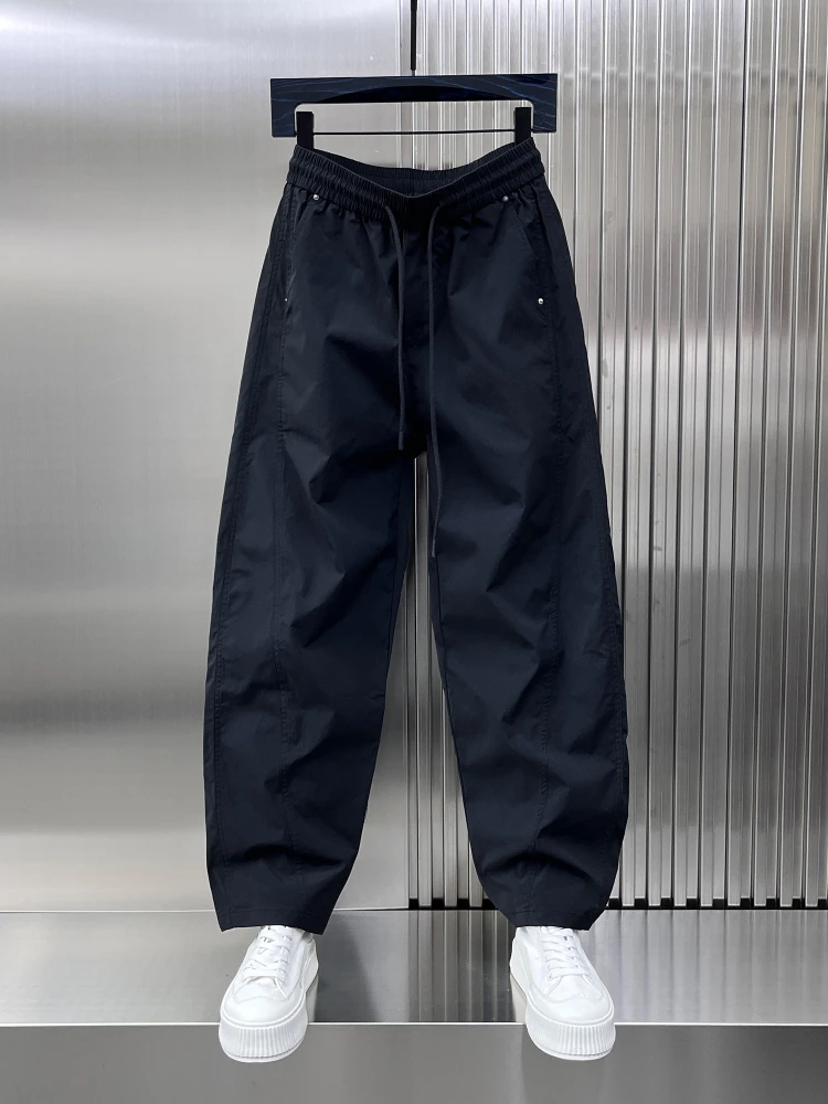 

Trendy Splice Casual Pants Men's Loose American Sle Qui Dry Spor Straight Leg Elastic Waist Summer New Faion Brand