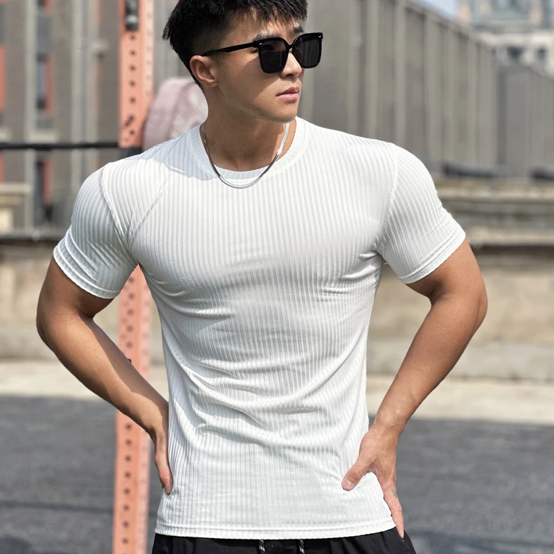 

New Men's T-shirts Sports Fitness Crew Neck Stretch Quick-Drying Breathable Short Sleeve Gym Running Training Bottoming Shirt