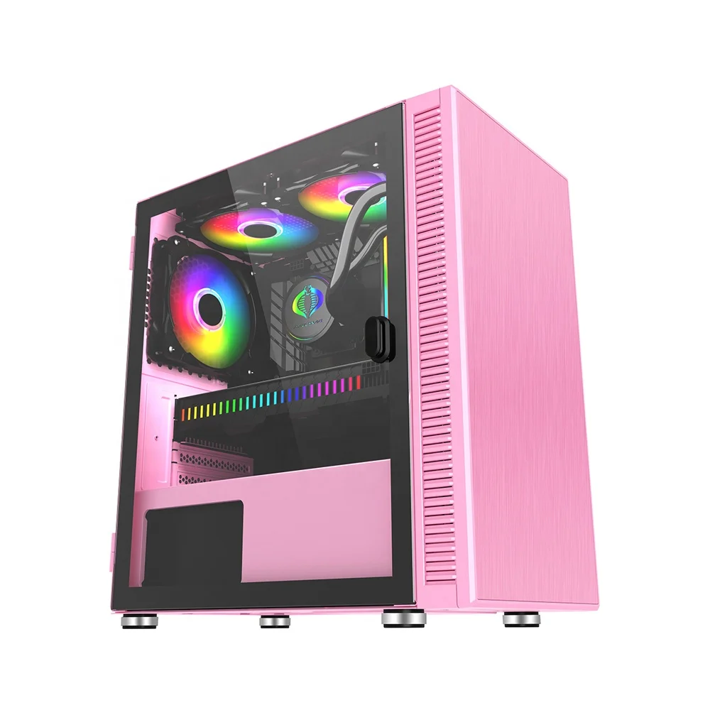 Tempered Glass Panel ATX Tower Gaming PC Case with Door