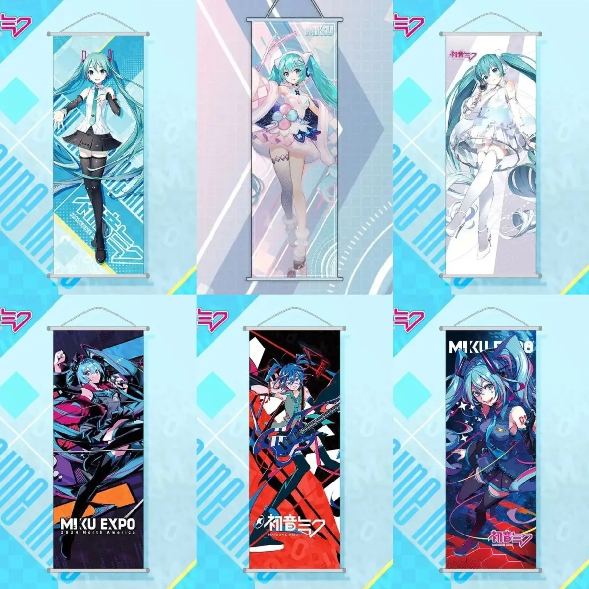 

Anime Peripheral Hatsune Miku Two-D Peach Skin Scroll Hanging Painting Cute Cartoon Girl Room Poster Decorative Wall Painting