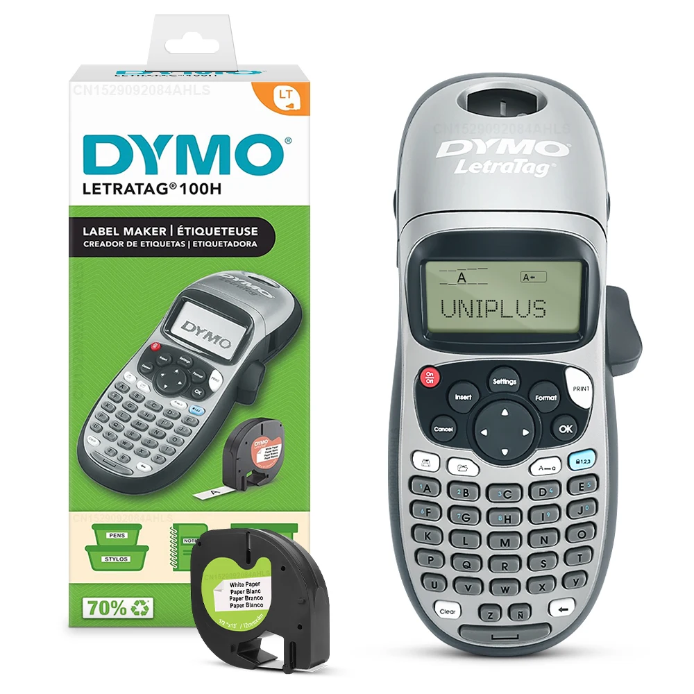 Inkless Label Printer Dymo LT100H Portable Dymo Label Maker Machine LT-100H with 10PK Label Cassette Self Adhesive Sticker 91201