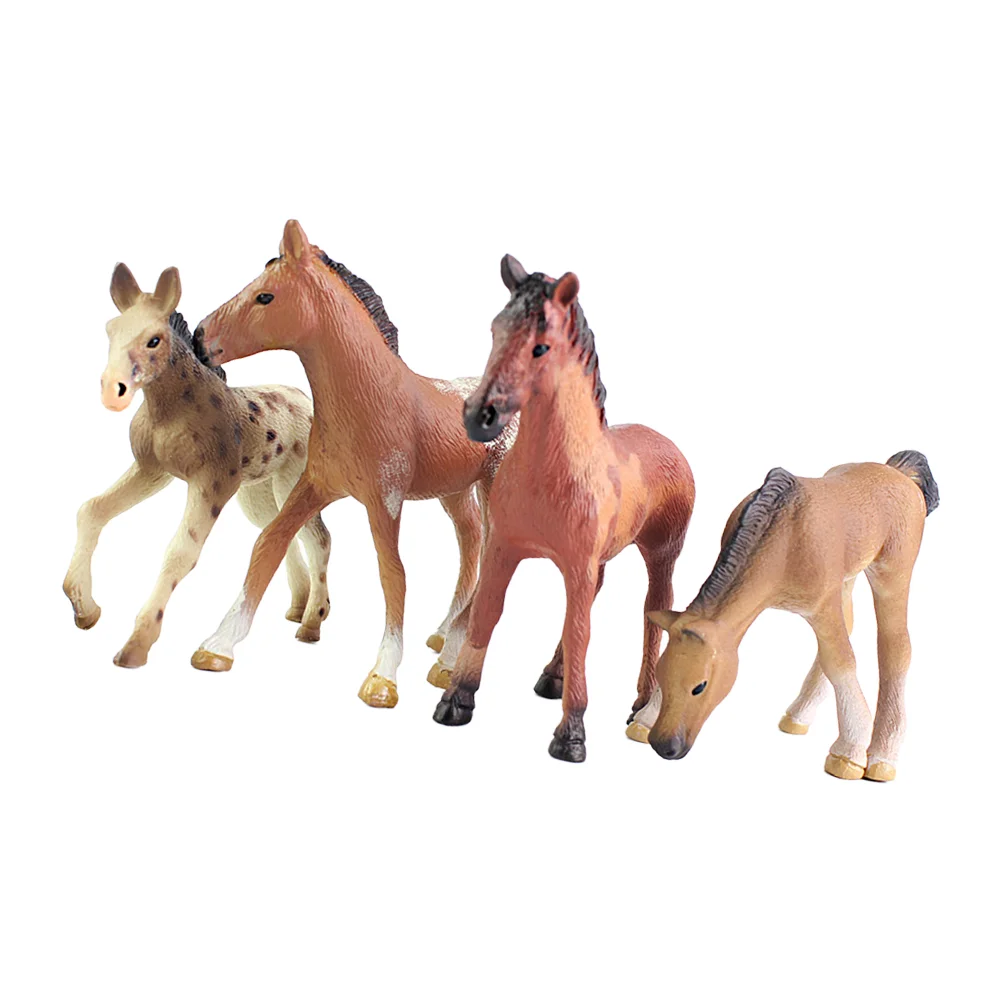 4 Pcs Simulation Horse Home Ornament Indoor Decor Mini Decoration Shape Ornaments Desktop Toys