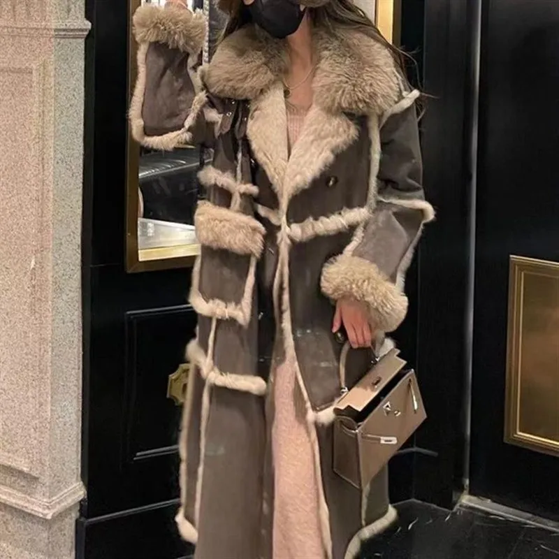 

Autumn Winter New Sle Mermaid Long Loose Slimming Coat Medium Length Fur Leather Inteated Outerwear for Women New Year's ...