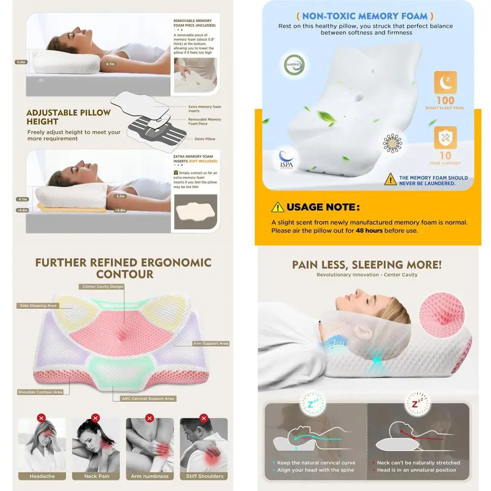 

Ортопедическая охлаждающая подушка с полой конструкцией для снятия боли в шее, идеально подходит для тех, кто спит на боку и на спине