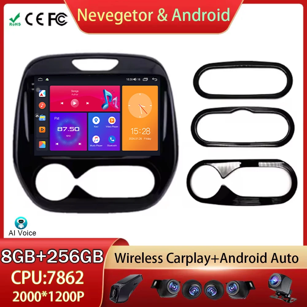 

For Renault Kaptur Captur 2017-2019 Car Radio Android Auto GPS Navigation Head Unit Multimedia Video Player WIFI RDS No 2din DVD