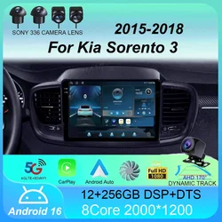 Android 16 Car Radio Carplay Auto 4G+WIFI For Kia Sorento 3 2015 2016 2017 2018 GPS Navigation Multimedia Video Player Stereo BT