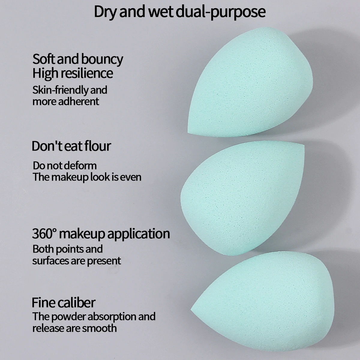 Grande éponge de maquillage super pratique multi-spécifications, œuf de beauté, outil de maquillage à double usage sec et humide à haute résilience