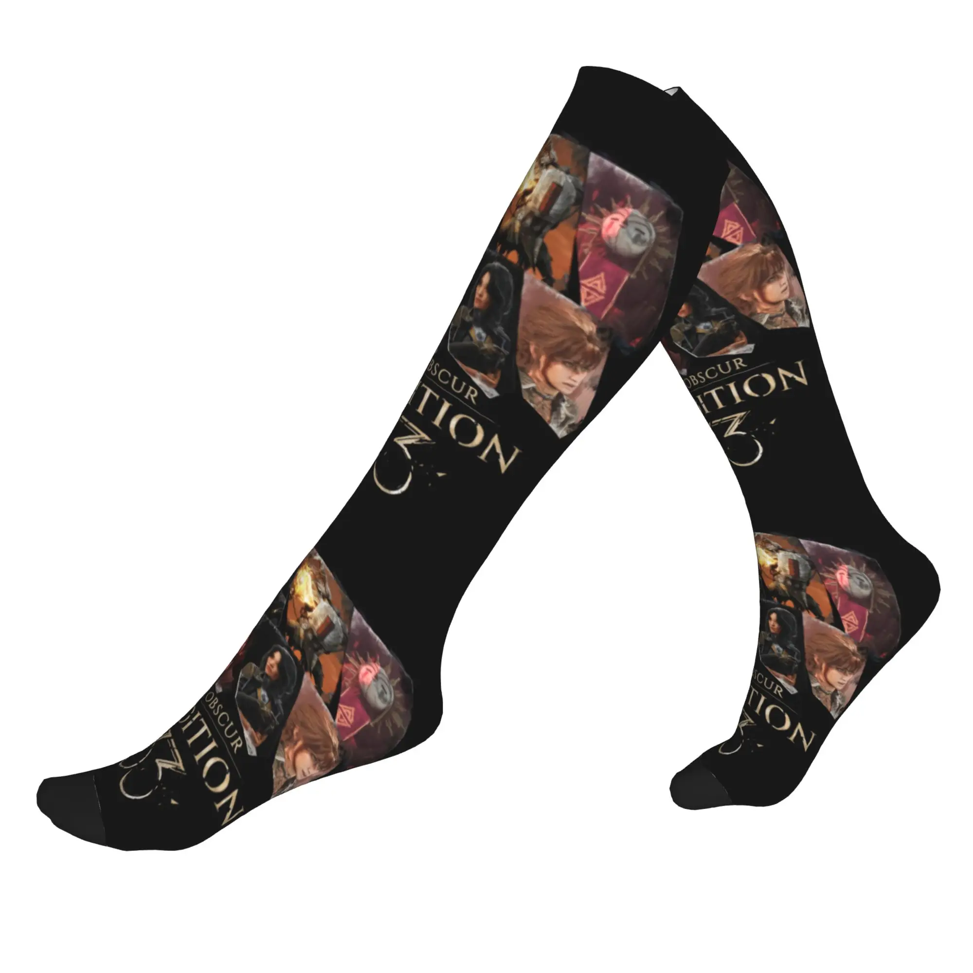 Niedliche bedruckte Video-Spiel-Socken „Clair Obscur Expedition 33“ für Damen und Herren, Stretch-Socken für Sommer, Herbst und Winter, Sport-Kompressionssocken