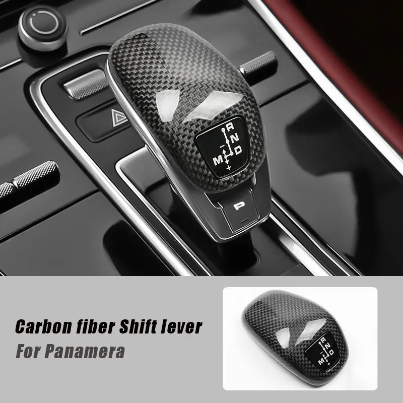 Real Carbon Fiber Car Gear Head Knob Gear Lever Cover For Porsche Cayenne Panamera 971 2018-2023 Interior Replacement Parts