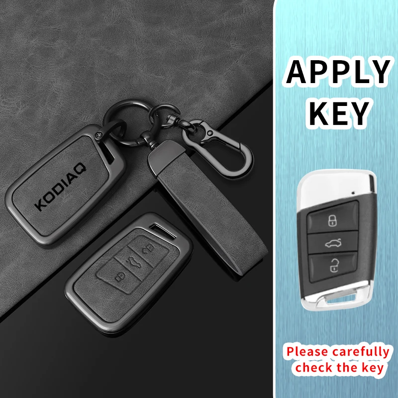 Leder Auto Schlüssel Fall Abdeckung Shell Halter für Skoda Kodiaq Fernbedienung Schlüssel Abdeckung Metall Gehäuse Keyless Protector Zubehör – Detail 9