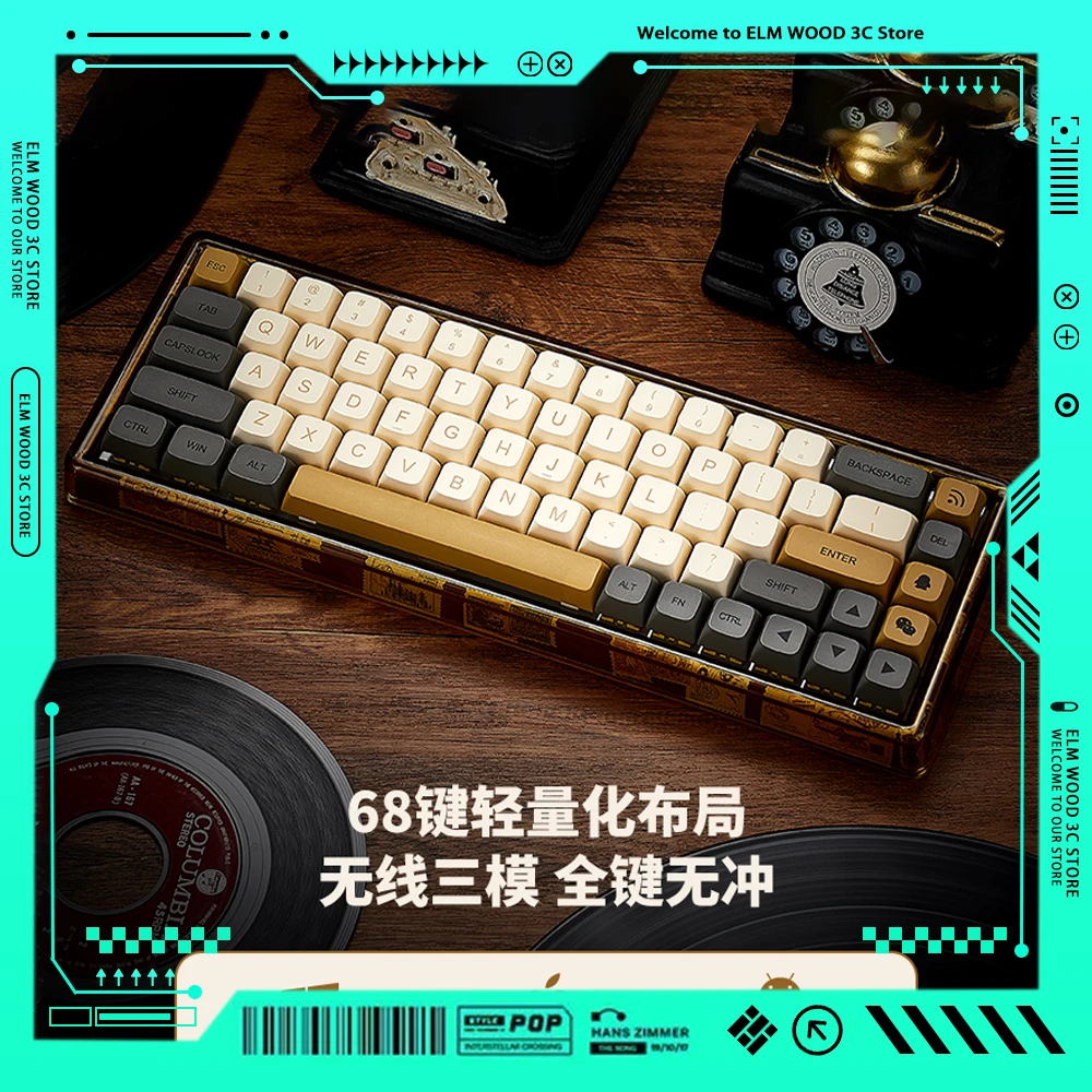 

Ainbell BasGame Mechanical Keyboard 3Mode USB/2.4G/Bluetooth Wireless Keyboard 68key Hot Swap Rgb Backlight Gaming Keyboard Gift