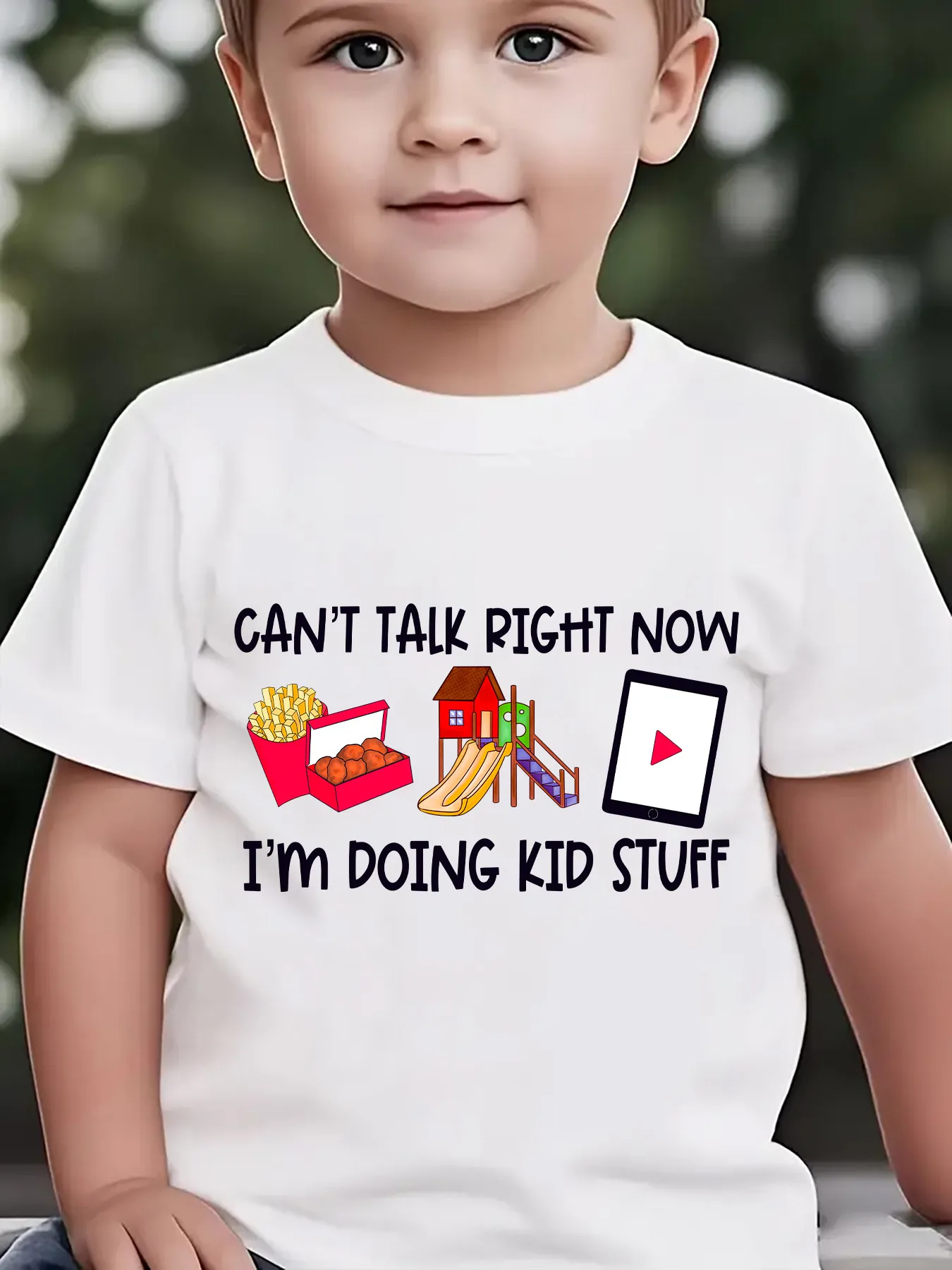 Cant Talk Right Now Kid Stuff Snack Play Tablet Family Matching Cotton Tees Short Sleeve Tops For Mom Dad Boys Girls Daily Wear