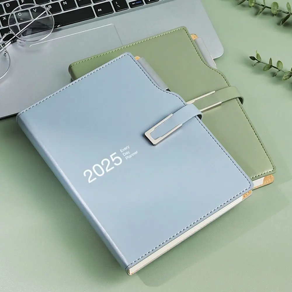 A5/A6 2025 Agenda Planner Notebook Magnetic Buckle Soft PU Cover 12 Months Planner Notebook Creative Paper 365 Days Notepad