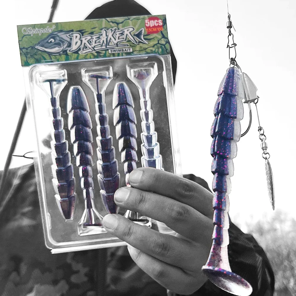 Przynęta miękka Spinpoler Breaker 7cm 9cm 11.5cm, przynęta wędkarska, łopatka, ogon T, robak typu stick worm, solony shad, swimbait, wobler, na okonia, szczupaka, pstrąga — zdjęcie 3