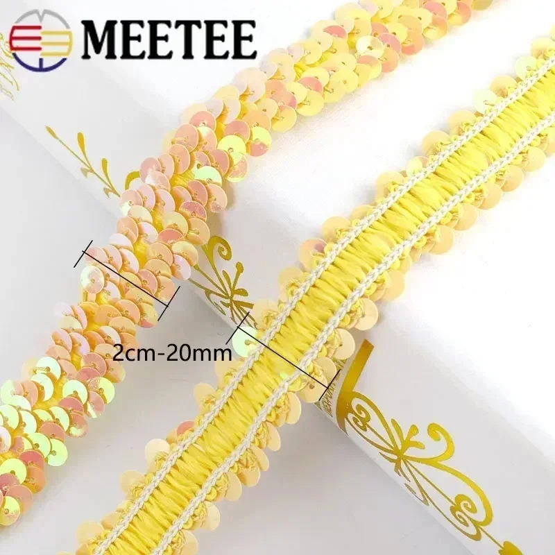 3/5/10/20Y 20mm Sequins Lace Trim Ribbon Stage Performance Party Cosplay Wedding Clothes Fabric for Sewing Accessories