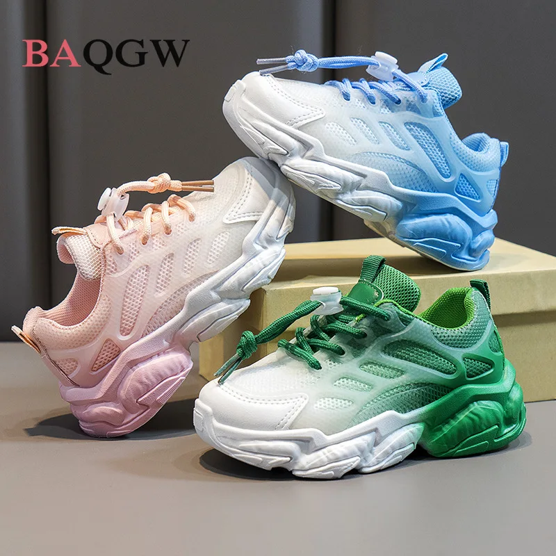 Gradient Color Children\'s Casual Shoes Summer Girls Shoes Kids Sneakers Boys Tennis Shoes Fashion White Sport Shoes Size 26-37