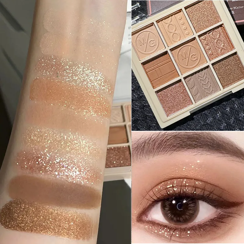 Paleta Cieni do Powiek 9 Kolorów Matowe Perłowe Brokatowe Wykończenie Makijaż Rozświetlający Nisko Naprawdzające Ziemiste Kolory Codzienny Makijaż Paleta Cieni do Powiek