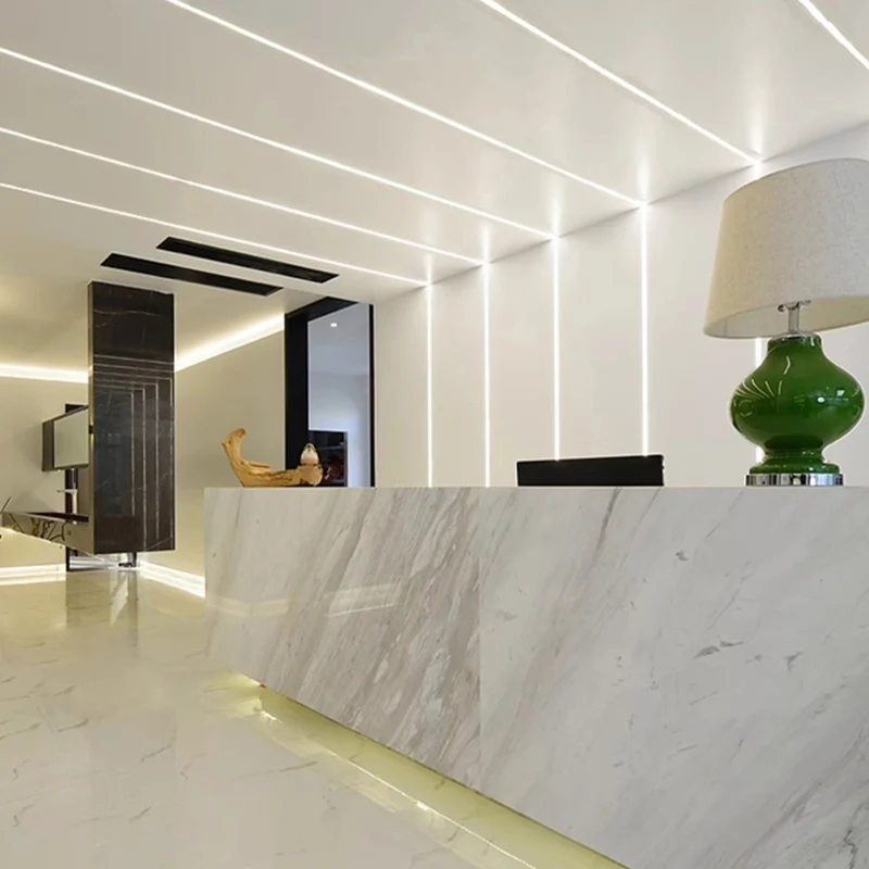 Silver Led Aluminum Bar Strip Ceiling Curtain Kitchen Cabinet Surface Mounted Channel Strip Profile