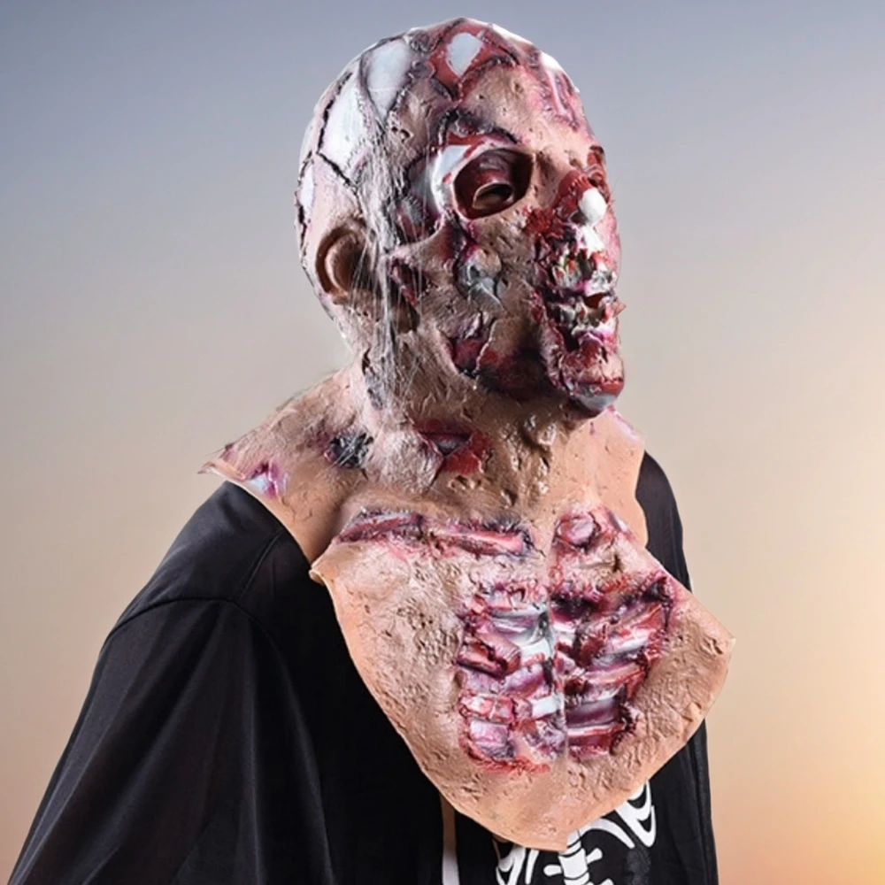 Bloodstained Skeleton Zombie Mask 1PC Masquerade Terror Theme Party Prop Haunted House Halloween Scary Mask Accessory