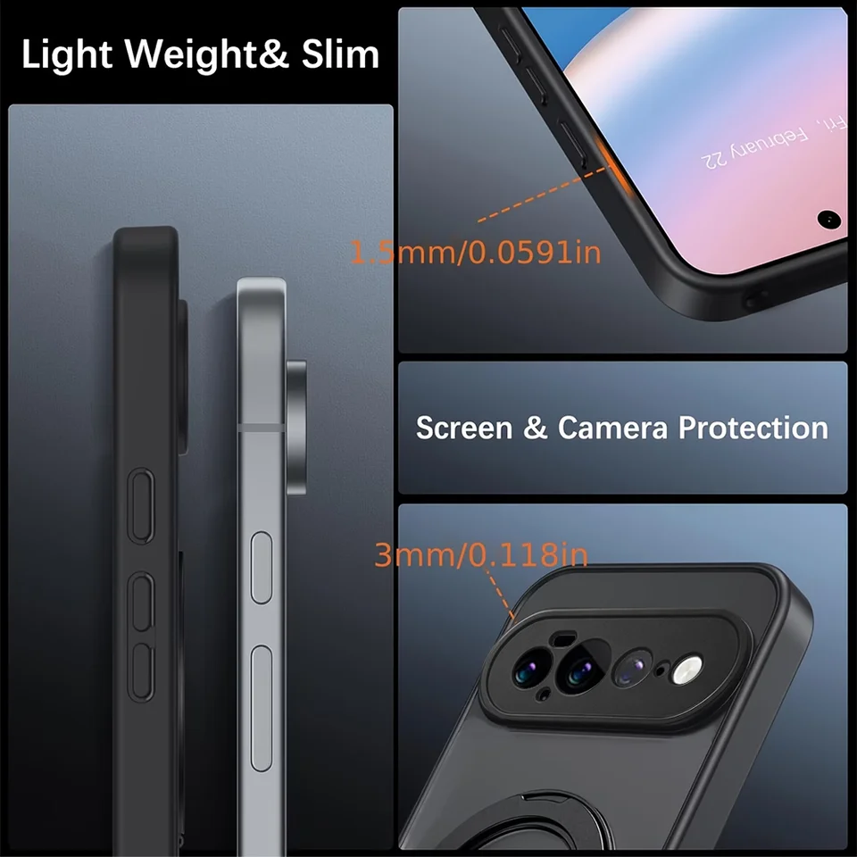 Funda magnética con rotación 360° y soporte para Google Pixel 11 10 9 Pro XL 8 7 6 Pro 10a 9a 8a 7a 6a, con anillo metálico 4