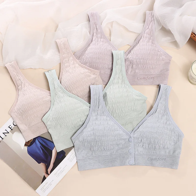 Pregnant women bra vest front button-down breast-feeding underwear pregnant  large breasts summer thin style sleep bras