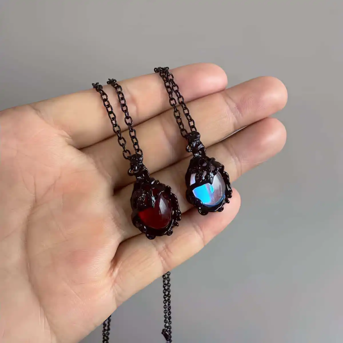 Vampire water droplet Necklace,Gothic jewelry,Moonlight Cameo,black thorn,engraved,witch,pagan,mystery,magic, Necklace For Women
