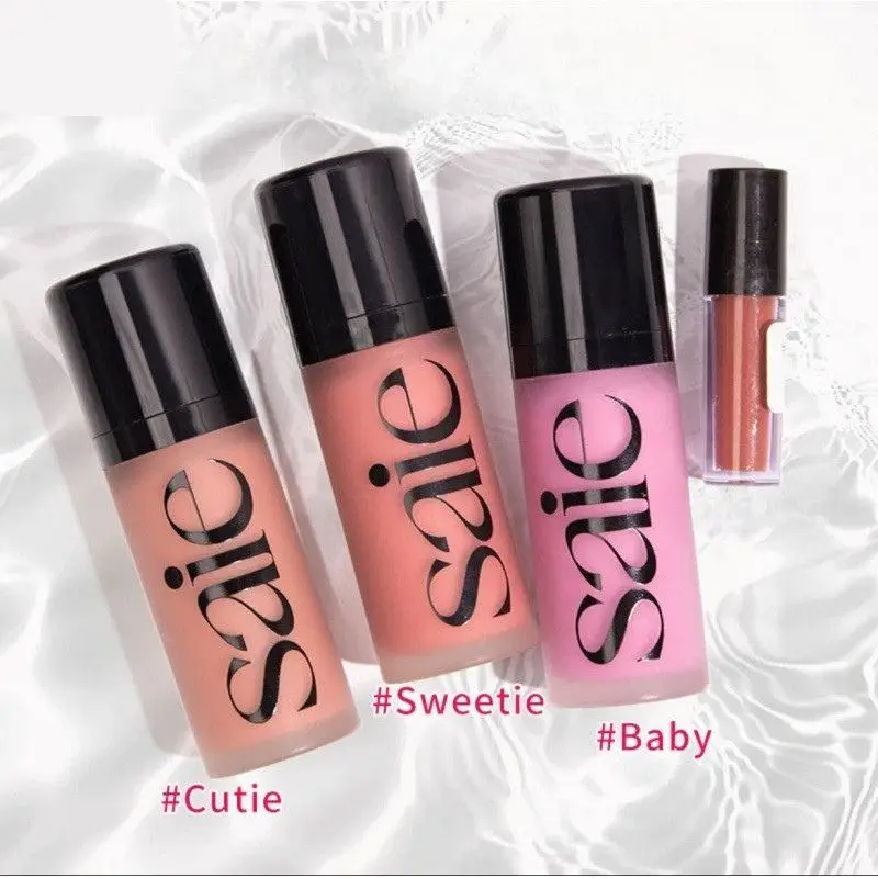 บลัชออนเนื้อลิควิดแบบผงเนื้อละเอียด Saie เนื้อมันเงา ช่วยให้ผิวหน้ากระจ่างใส ไฮไลท์เตอร์เนื้อเจล ชุ่มชื้น ติดทนนาน ใช้เป็นอายแชโดว์ได้