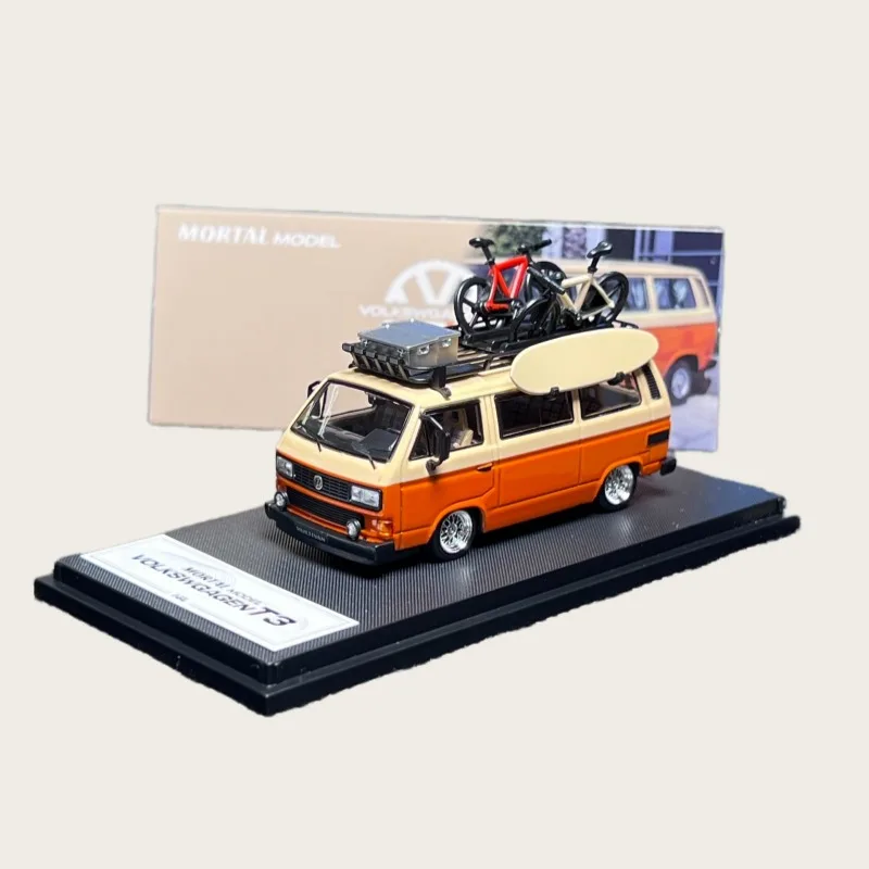 Mortal Diecast 1/64 escala Volkswagen coches modelo de aleación Volkswagen T3 Lie Low naranja vehículos de juego juguetes para niños regalo caja Original