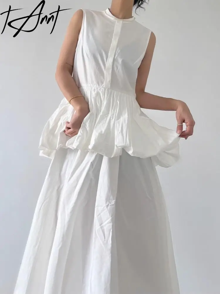 

Tannt Women Dress Asymmetrical Sleeveless Patchwork Long Vintage Dresses For Women Black White Fashion Summer Long Dresses 2025