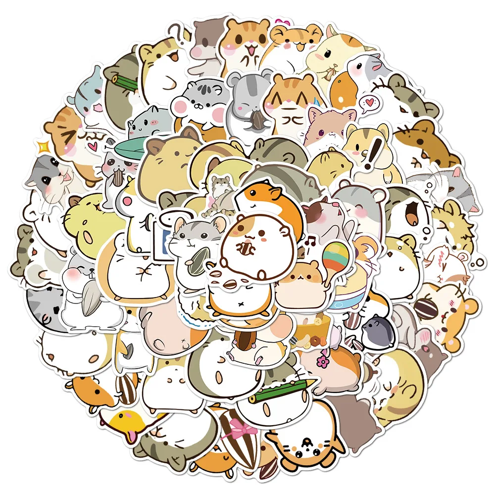 10/30/50/100PCS Kawaii Cartoon Hamster Stickers Graffiti Decal DIY Laptop Suitcase Phone Skateboar Classic Cute Sticker Toy Gift