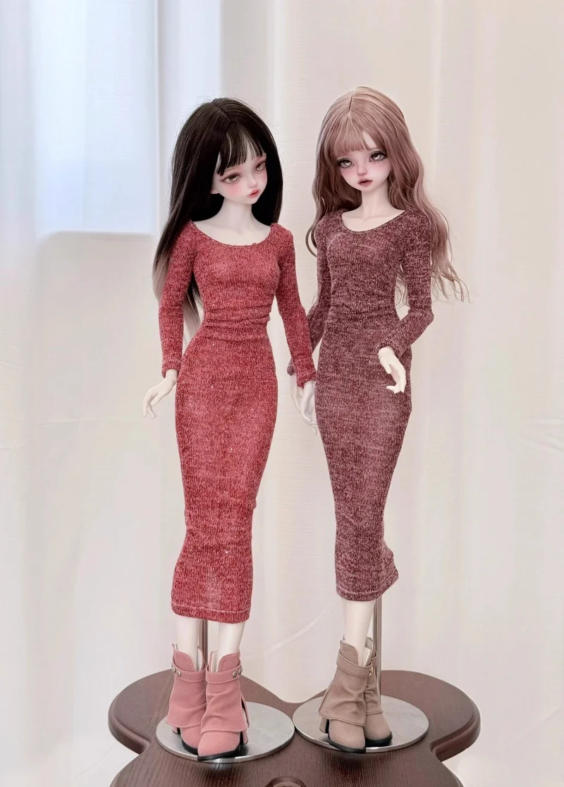 bjd doll clothes suitable for 1/4 large 1/4 size long sleeve slim-fit wrap hip skirt dress doll accessories