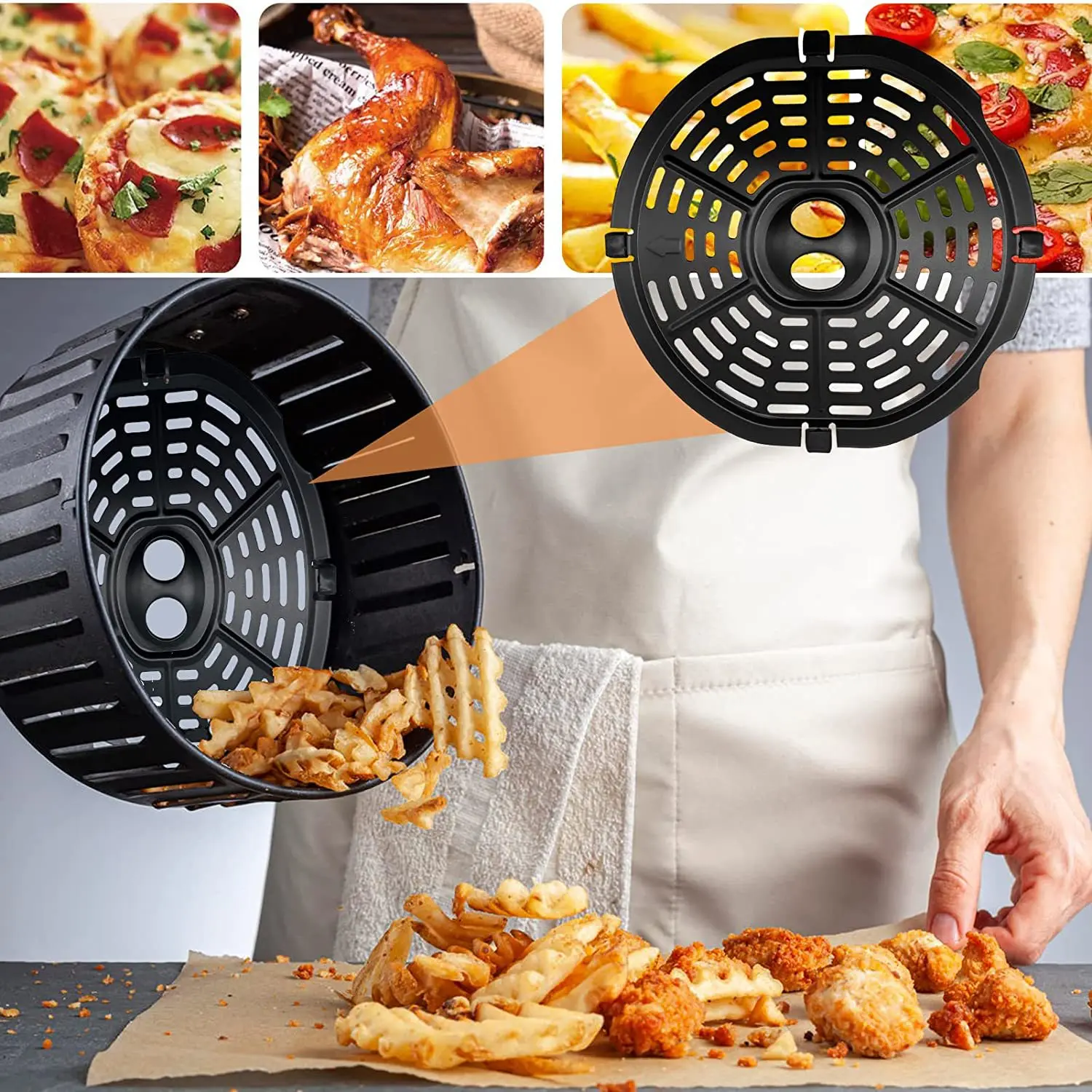 Airfryer Basket Replacement Grill Pan Oven Baking Tool Air Fryer Power Parts Plate Tray Food Cooking Divider Kitchen Accessories