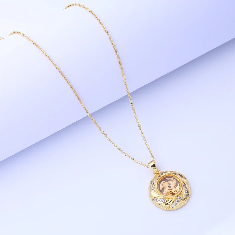 قلادة دوارة مرصعة بالألماس مستوحاة من الطراز العتيق، قلادة مجوهرات للجنسين للديكور الأنيق