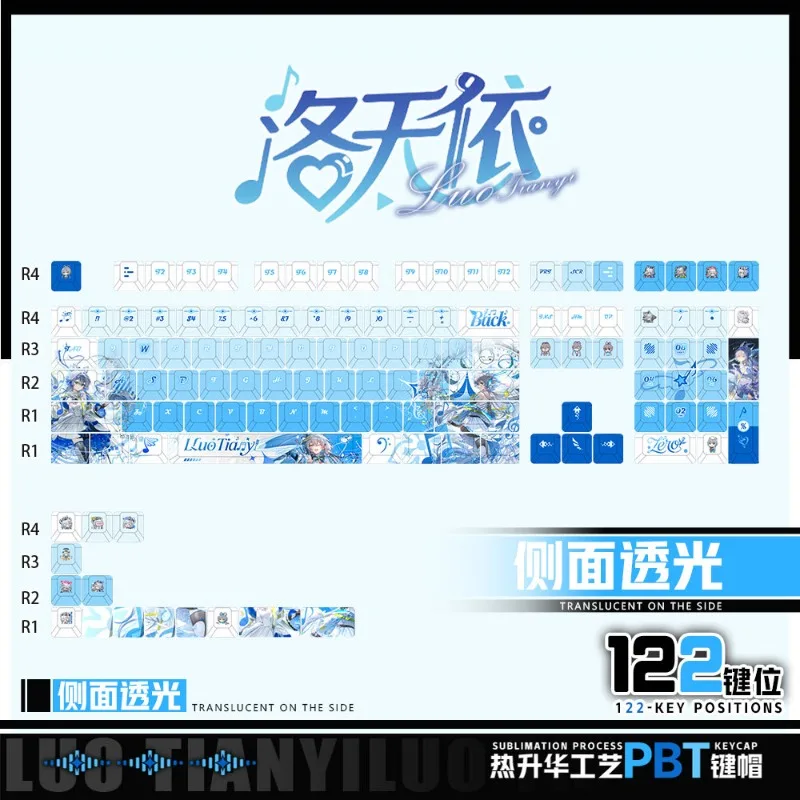 Luotianyi Game Anime Theme Keycaps Mechanical Keyboard Original PBT Customized Cute Keycaps PC Game Keyboard Collection Gift