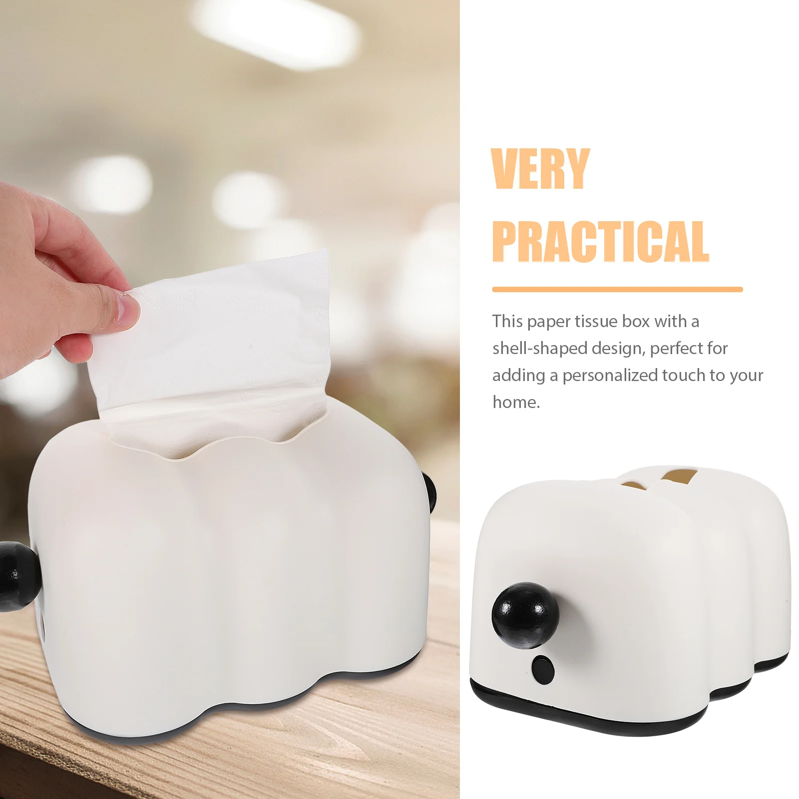 

1pc Shell Shape Tissue Box Holder Nordic Design Round Handle For Living Room Bedroom Office Napkin Storage Case Desktop Decor