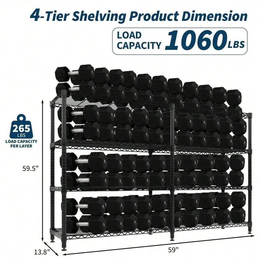 5-Tier Adjustable Heavy Duty Metal Shelving, 1325LBS Wire Storage Shelf, L-Shaped Organizer Shelves For Garage Pantry Kitchen Ba