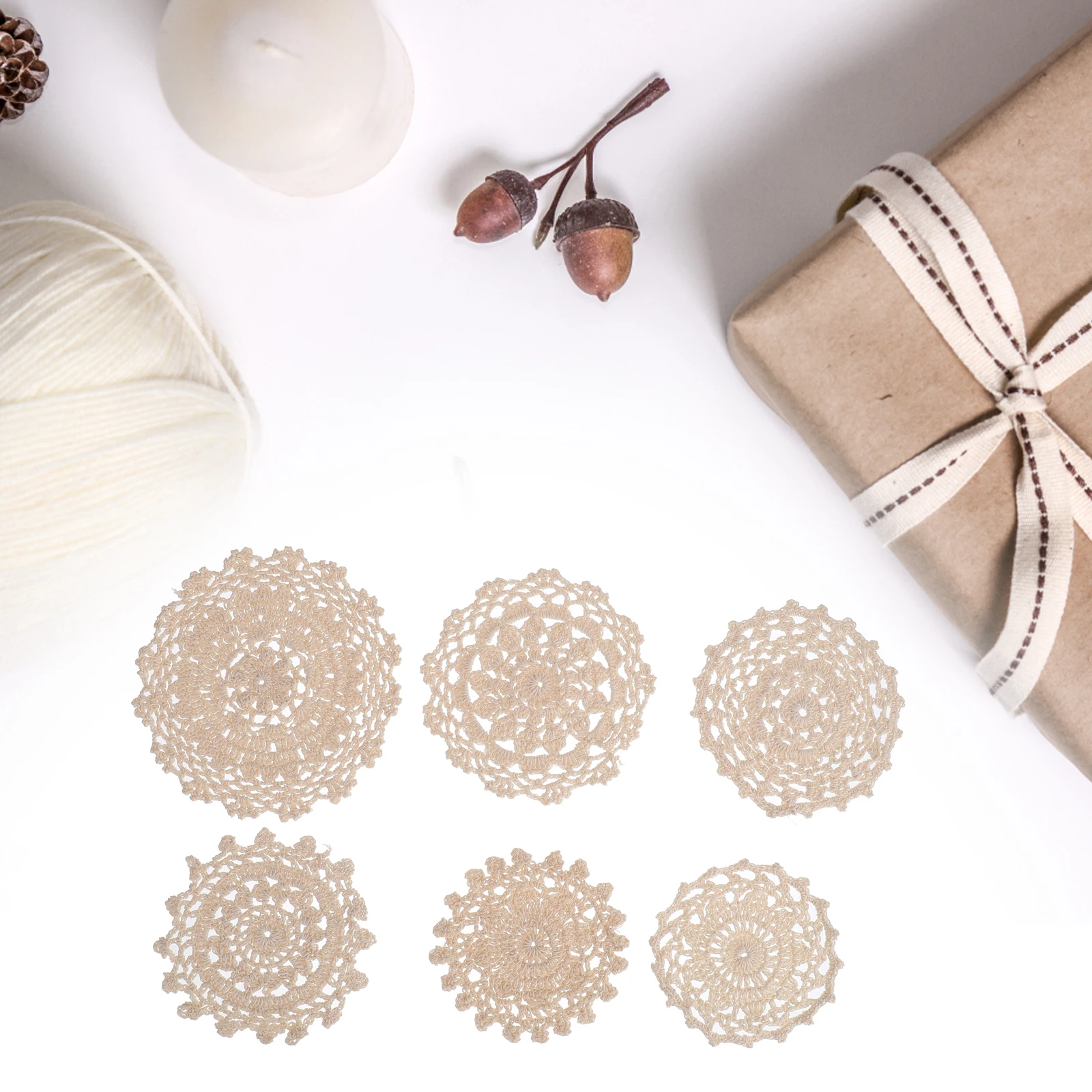 

24pcs Crocheted Flower Appliques Cotton Embellishments DIY Accessories Sew on Patches Handmade Craft Decorations