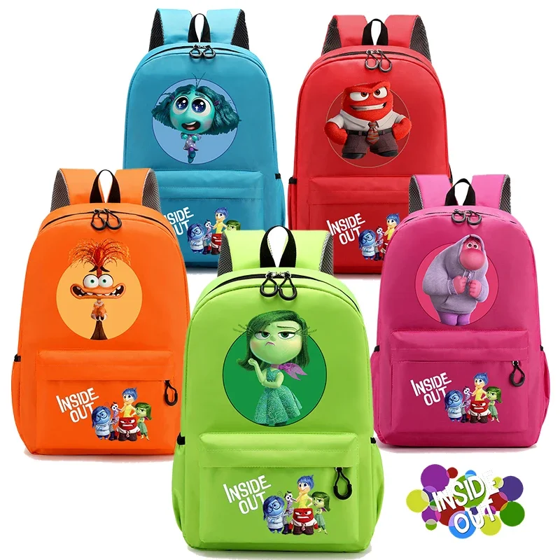 Disney Inside Out 2 School Bag Cartoon Anime Kid Boy Girl Knapsack Teenager Printed Backpack Student Book Bag Rucksack Children