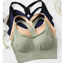 Women Sports Bra Tops Seamless Underwear Removable Pads Summer Fitness Crop Top Light Support Tank Top Camisole